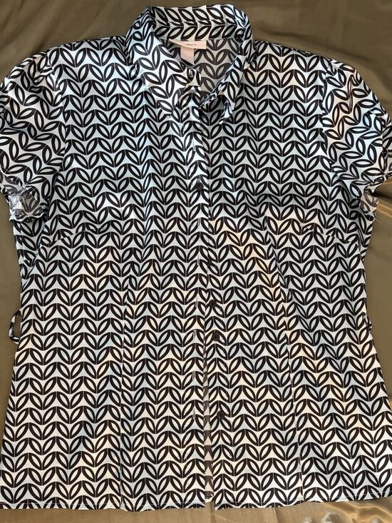 Dress Barn Tops - DressBarn Blue Brown Print Blouse Size Large
